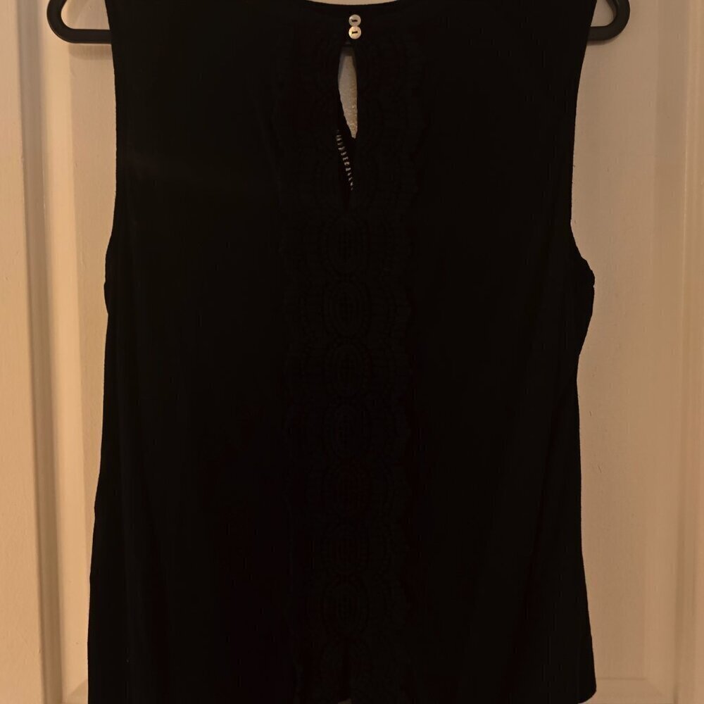 DANIEL RAINN Quin Sleeveless Keyhole Crochet Blouse  XLP | Black - Picture 3 of 3